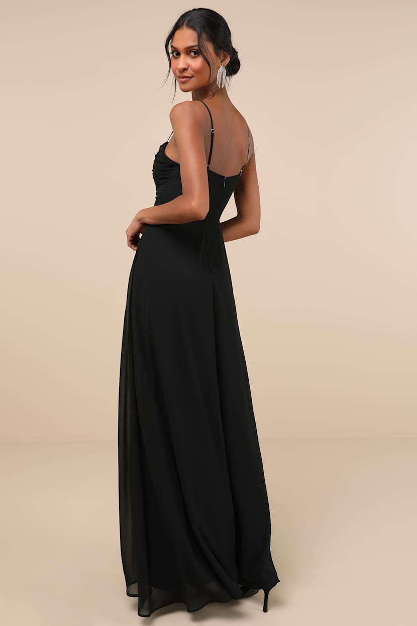 blue dress for baby girl Black Spaghetti Strap Velvet Long Prom Dress with Pearls, A-Line Eveni main image 1