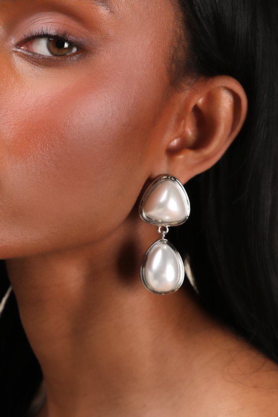 ピアス [MIDNIGHT MOMENT] popping pearl earring - silver twist-vegan-pearl-earrings-