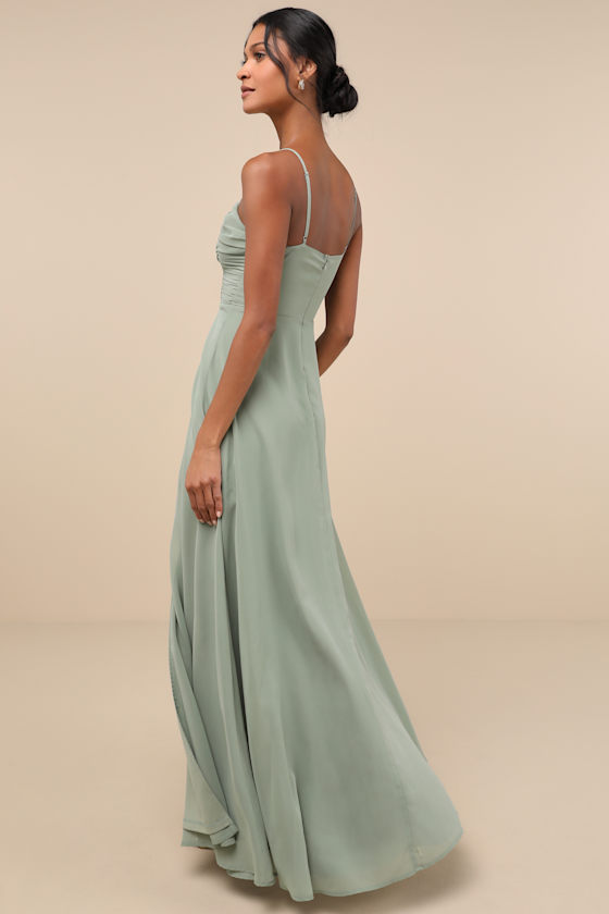 Lulus Sweeney Sage Brush Sleeveless Maxi Dress In Green