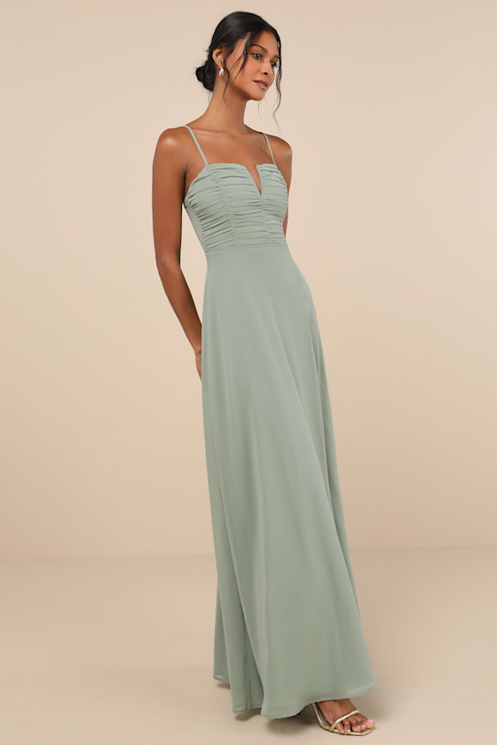 Lulus Sweeney Sage Brush Sleeveless Maxi Dress In Green