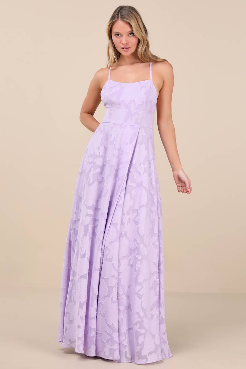 Let There Be Romance Lavender Burnout Floral Maxi Dress