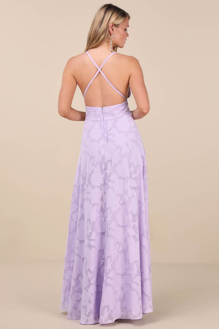 Let There Be Romance Lavender Burnout Floral Maxi Dress