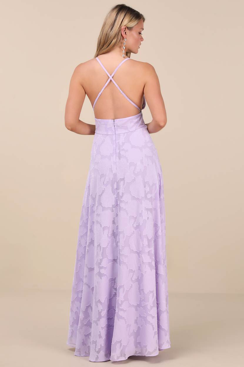 Purple Let There Be Romance Lavender Burnout Floral Maxi Dress | Womens | Medium (Available in S) | 100% Polyester | Lulus