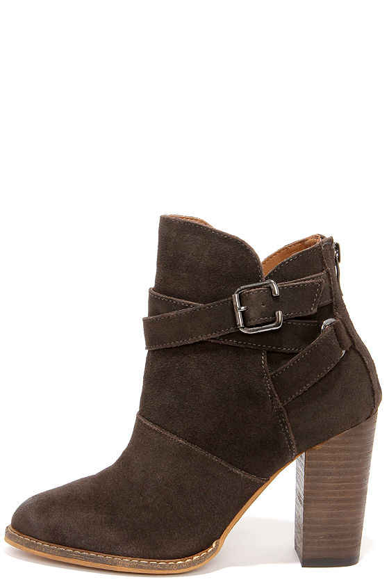 Chinese Laundry Zip It Smoke Suede Leather Booties