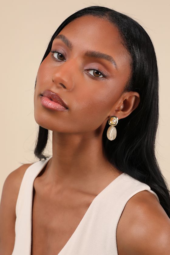 Lulus Darion Ivory Stone Drop Earrings In Ivory
