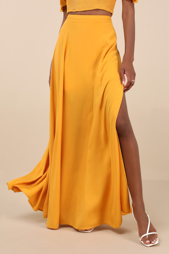 Lulus Trancoso Golden Yellow Two-piece Maxi Dress In Golden Yellow