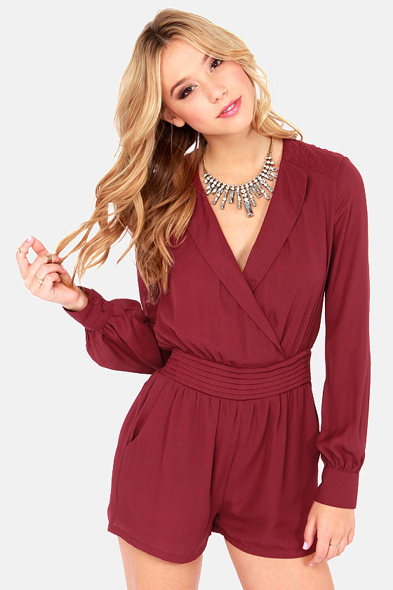 burgundy romper outfit