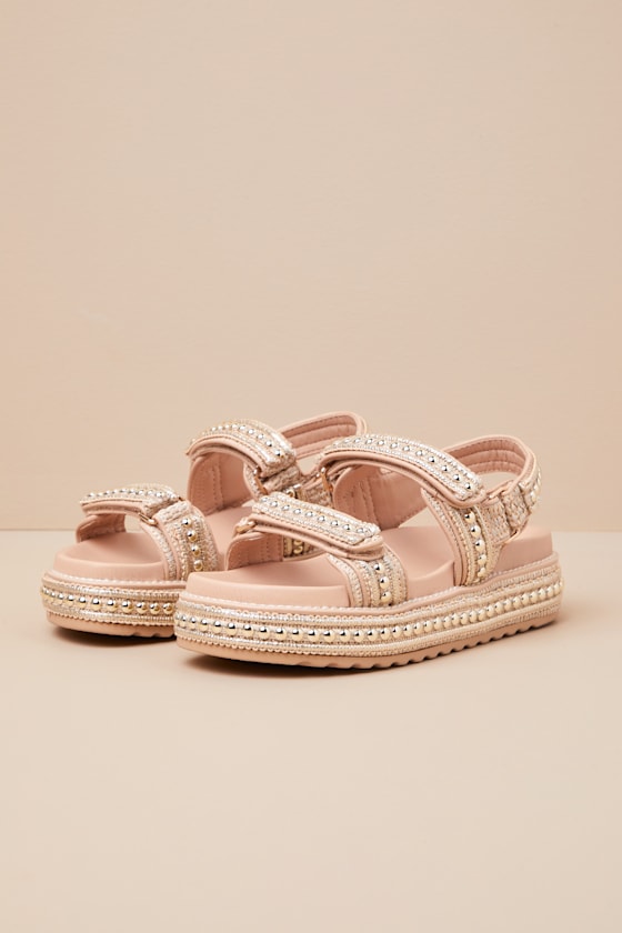 Steve Madden Big Mona - Gold Metallic Sandals - Flatform