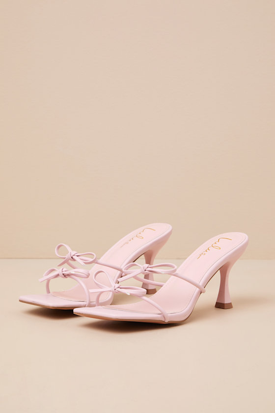Lulus Serinda Pink Strappy Bow High Heel Slide Sandals In Pink