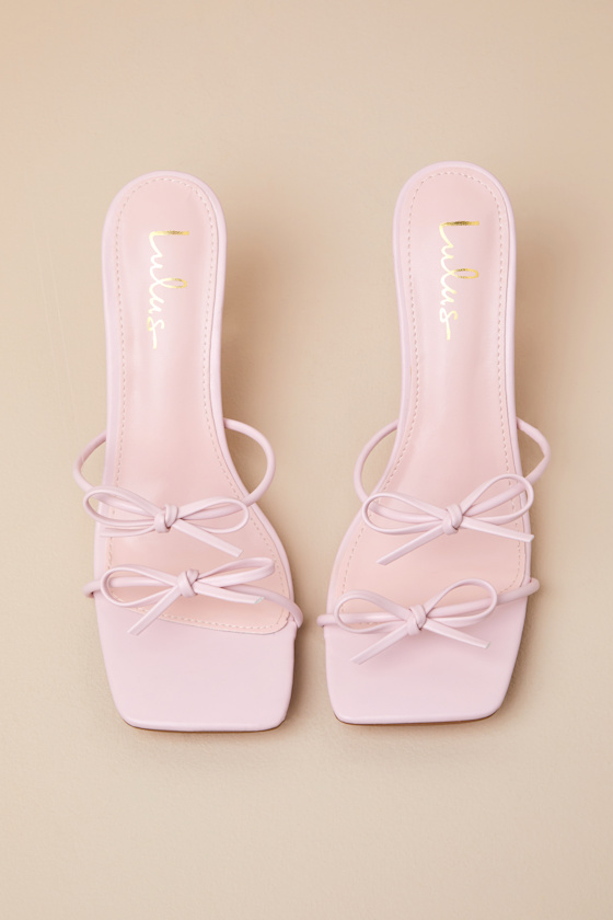 Lulus Serinda Pink Strappy Bow High Heel Slide Sandals In Pink