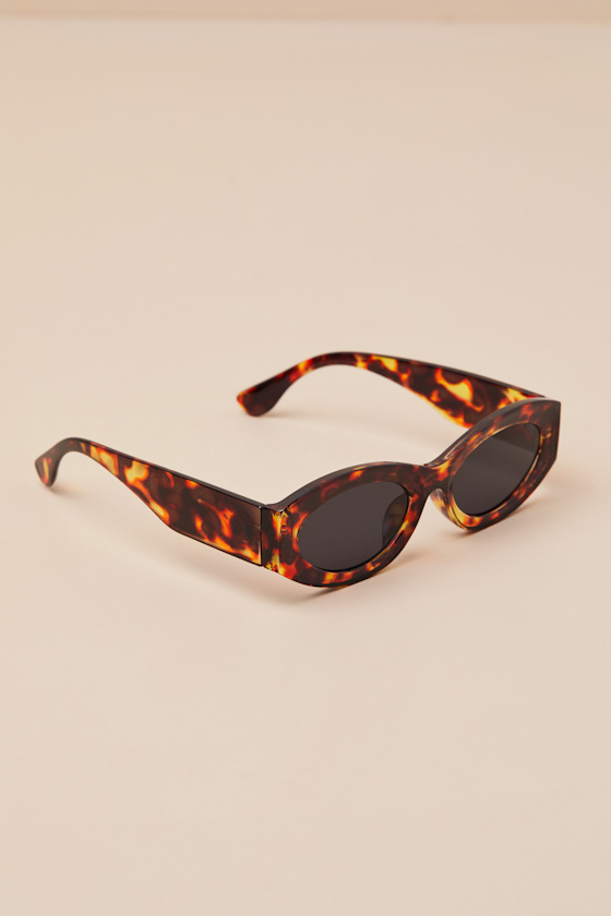 Shop Lulus Senni Brown Tortoise Oval Sunglasses