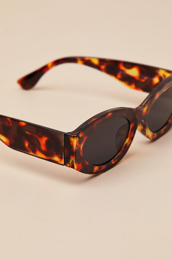 Shop Lulus Senni Brown Tortoise Oval Sunglasses