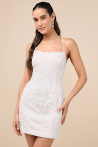 Lively Sweetheart White Embroidered Lace-Up Mini Dress