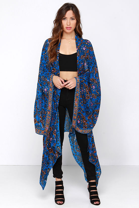 Amuse Society Brooklyn Blue Kimono Top Convertible Kimono Top