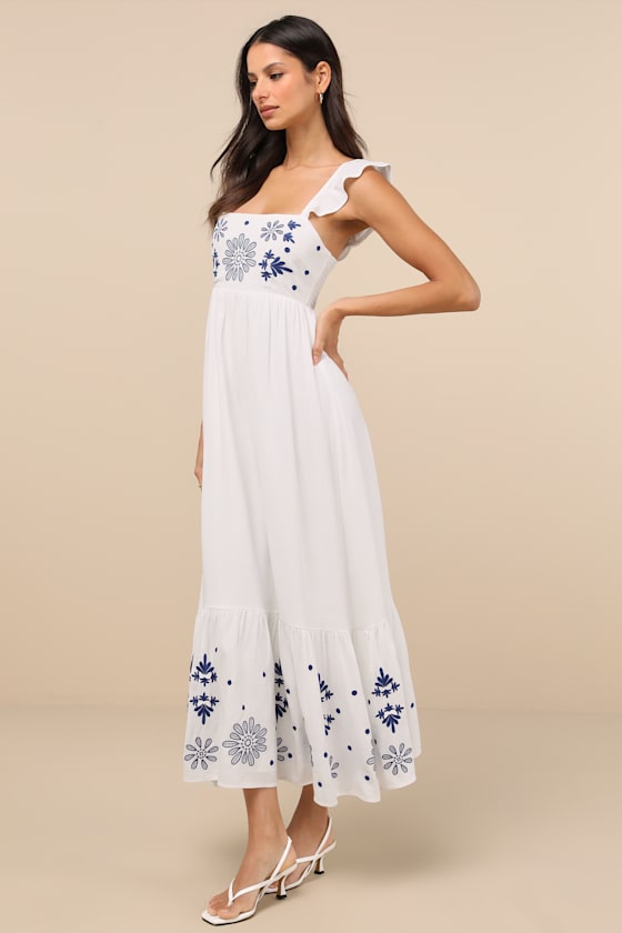 Marla Ivory Embroidered Maxi Dress 1