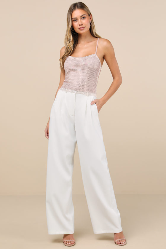 Lulus Kanha Champagne Rhinestone Cami Crop Top In Champagne