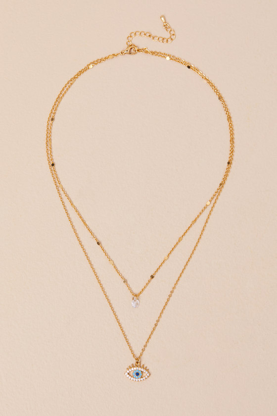 LULUS SHINY SIGHT GOLD LAYERED CHARM NECKLACE