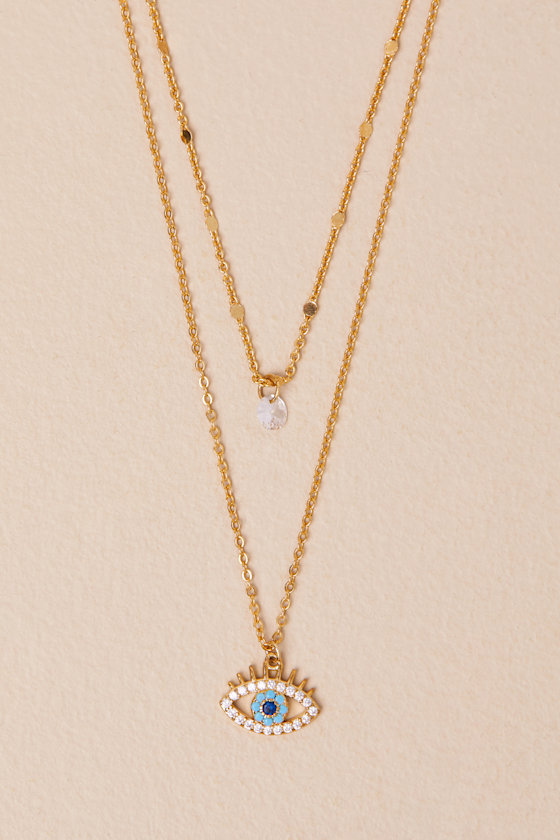 LULUS SHINY SIGHT GOLD LAYERED CHARM NECKLACE