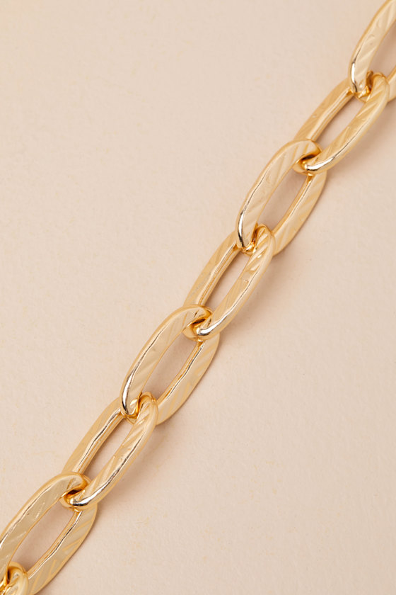 LULUS ZAHRA GOLD TEXTURED CHAIN LINK NECKLACE