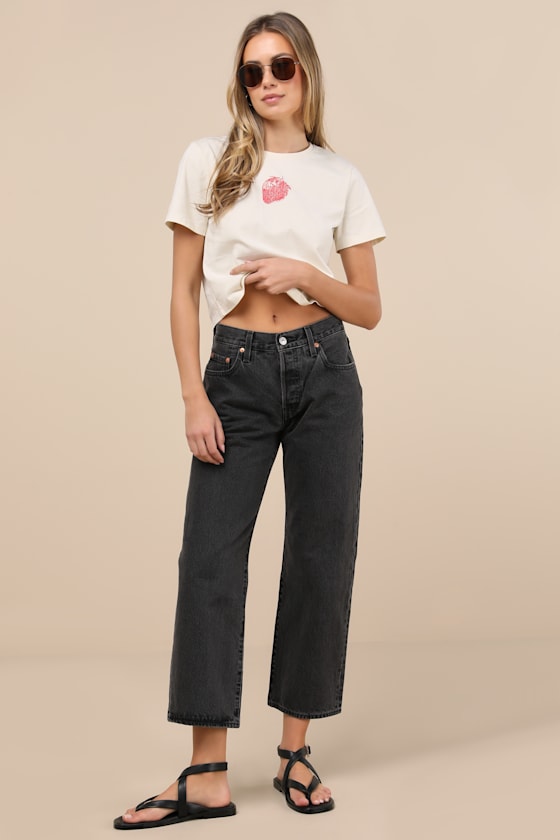 Lulus Kamilia Cream Strawberry Graphic Baby Tee In White