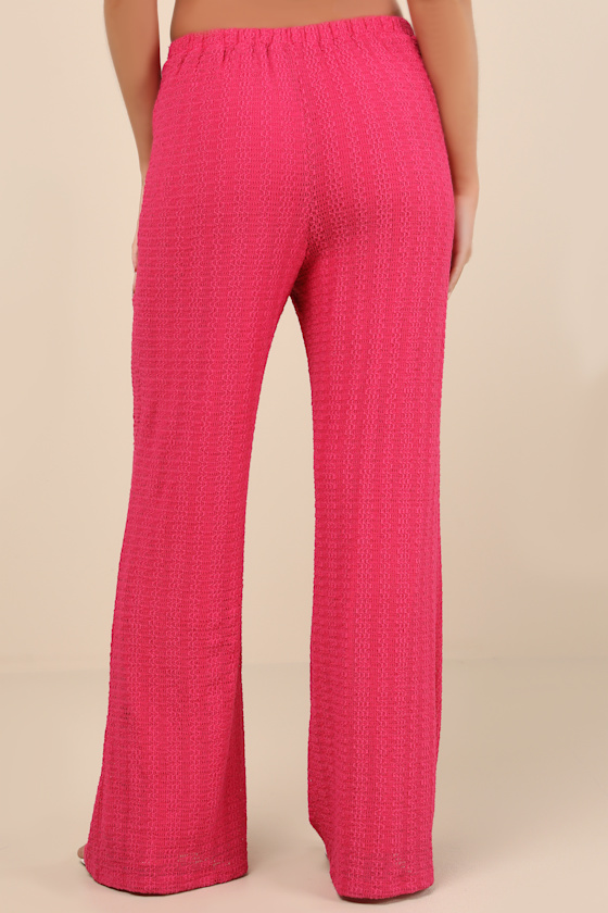 LULUS COVE FUCHSIA TEXTURED HIGH-RISE PANTS