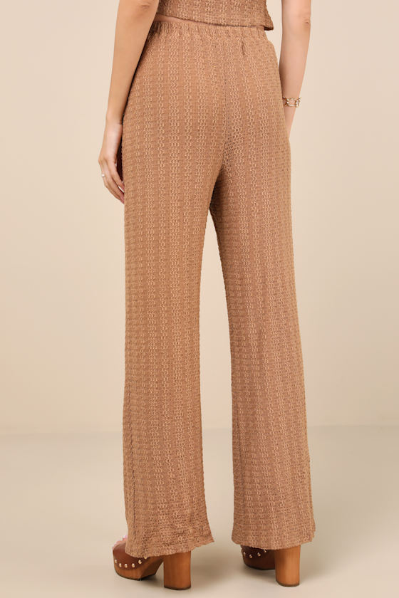 Lulus Cove Light Brown Textured High-rise Pants In Light Brown