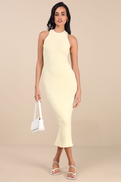 knee length dresses for ladies Iris Halter Dress in Butterscotch Medium / Butterscotch main image 0