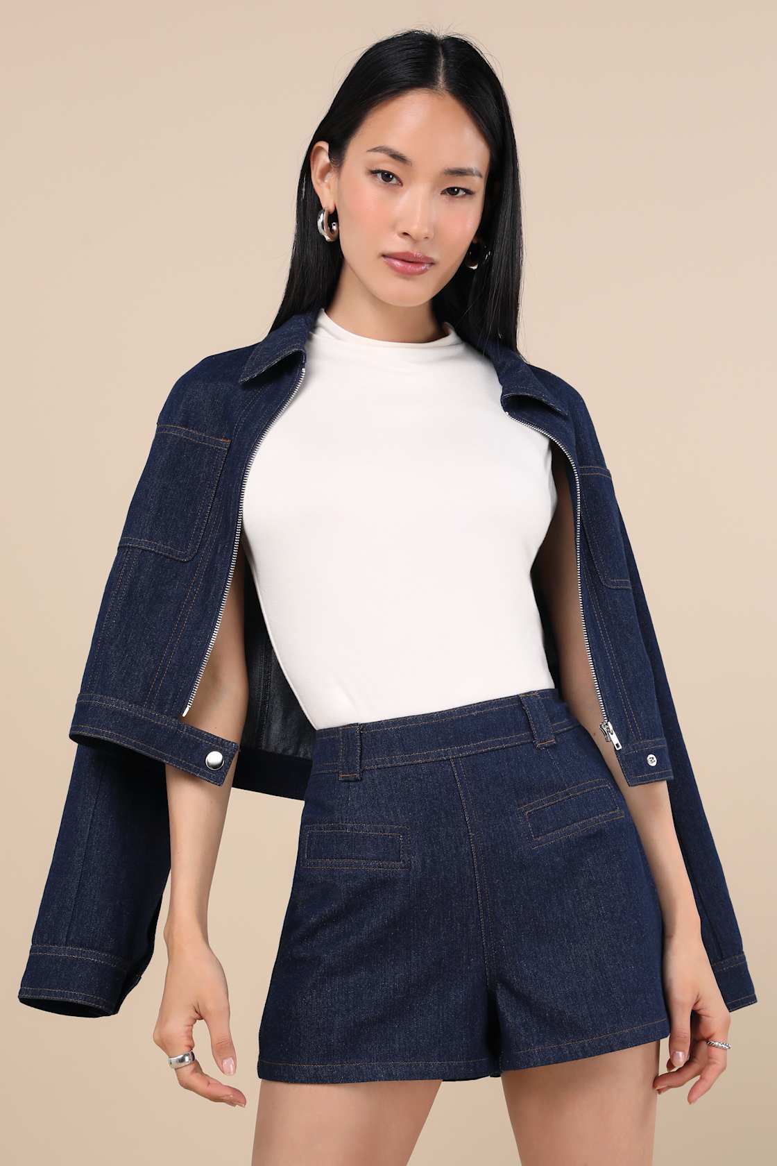 Isidore Dark Wash High-Waisted Shorts