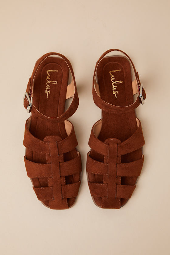 Lulus Rigmore Chocolate Suede Fisherman Sandals In Brown