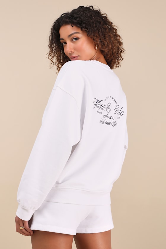 4th & Reckless Leone White Monte Carlo Embroidered Pullover Sweater In White