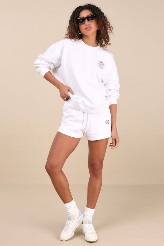4th & Reckless Leone White Monte Carlo Embroidered Pullover Sweater In White
