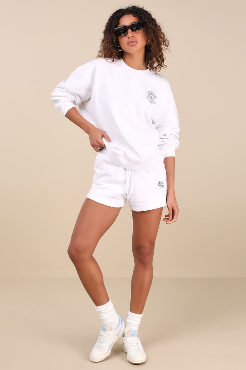 Leone White Monte Carlo Embroidered Pullover Sweatshirt