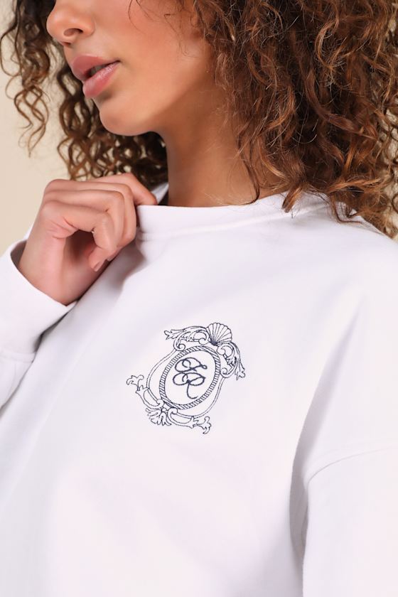 4th & Reckless Leone White Monte Carlo Embroidered Pullover Sweater In White