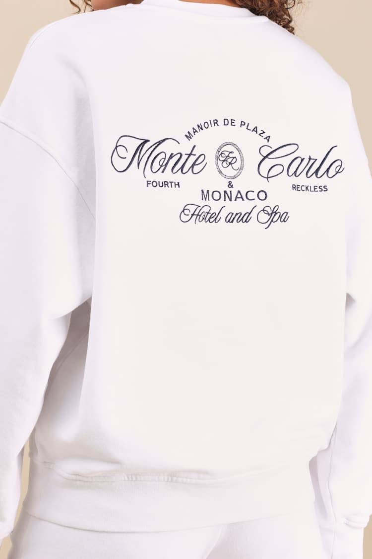 Leone White Monte Carlo Embroidered Pullover Sweatshirt