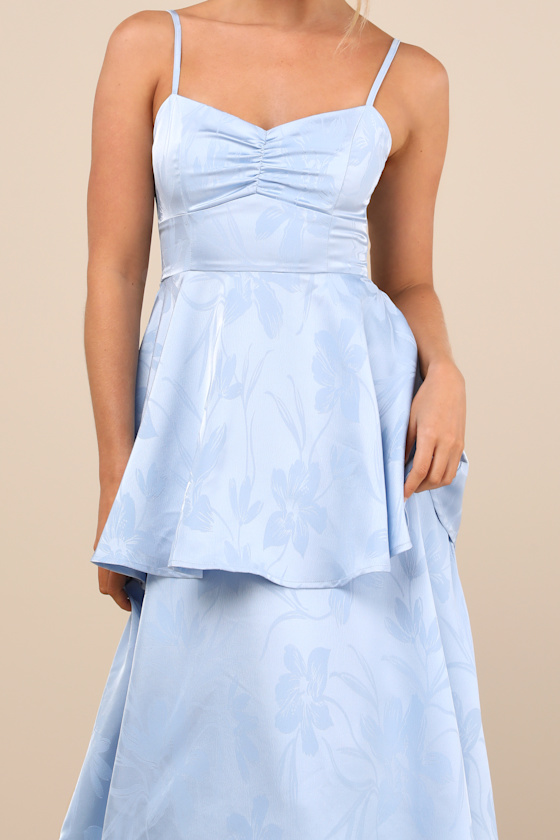 Prigette Light Blue Jacquard Tiered Maxi Dress - thumbnail 4