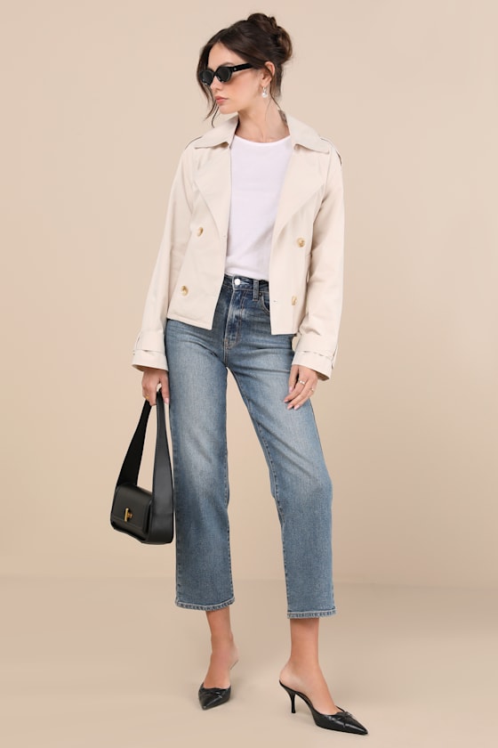 Lulus Lianna Beige Cropped Trench Coat In Beige