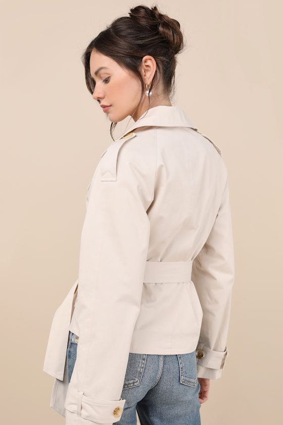 Lulus Lianna Beige Cropped Trench Coat In Beige