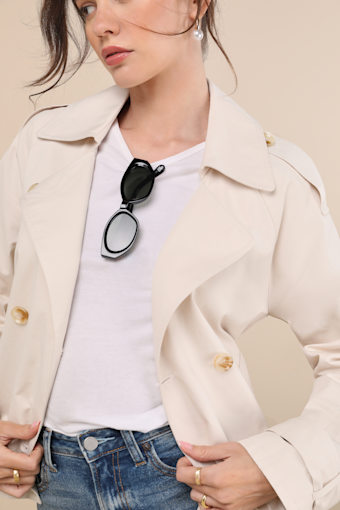 Lianna Beige Cropped Trench Coat 4