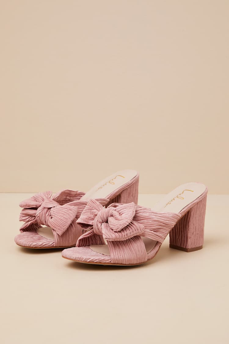 Dorothea Peach Knotted High Heel Sandals
