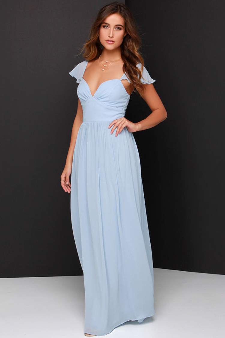 knee length dresses for ladies Shine Bright Maxi Dress in Light Blue main image 0