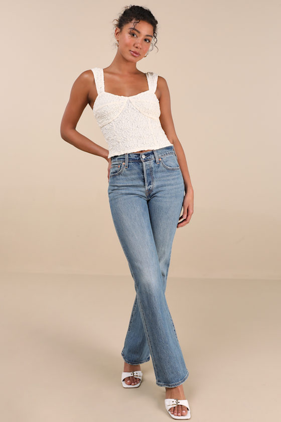 Lulus Wilda Cream Jacquard Knit Sleeveless Top In White