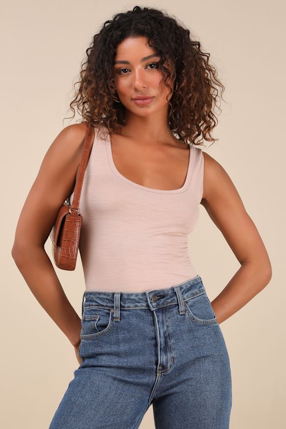 Unlimited Adventure Taupe Sleeveless Scoop Neck Bodysuit 2