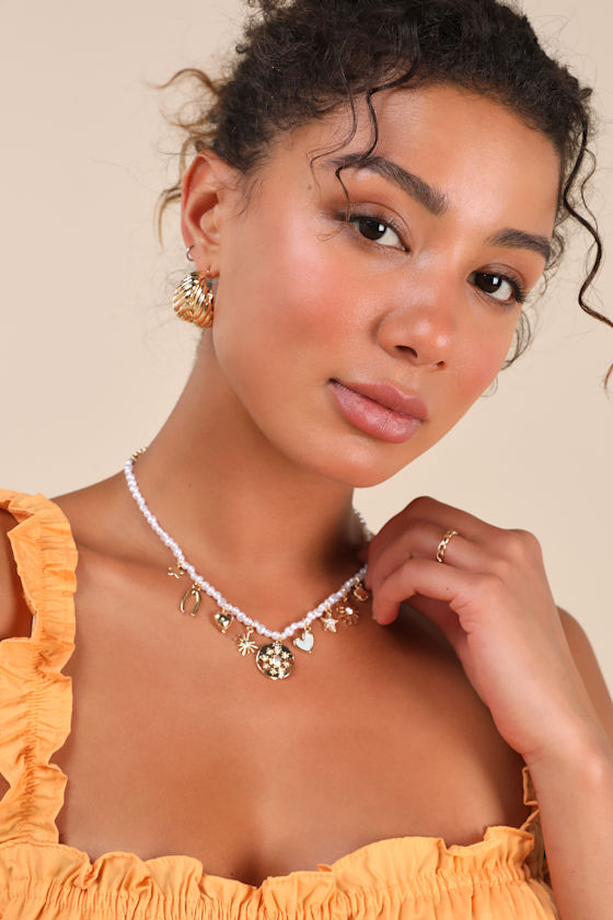 Shop Lulus Laeta Gold And White Pearl Charm Necklace