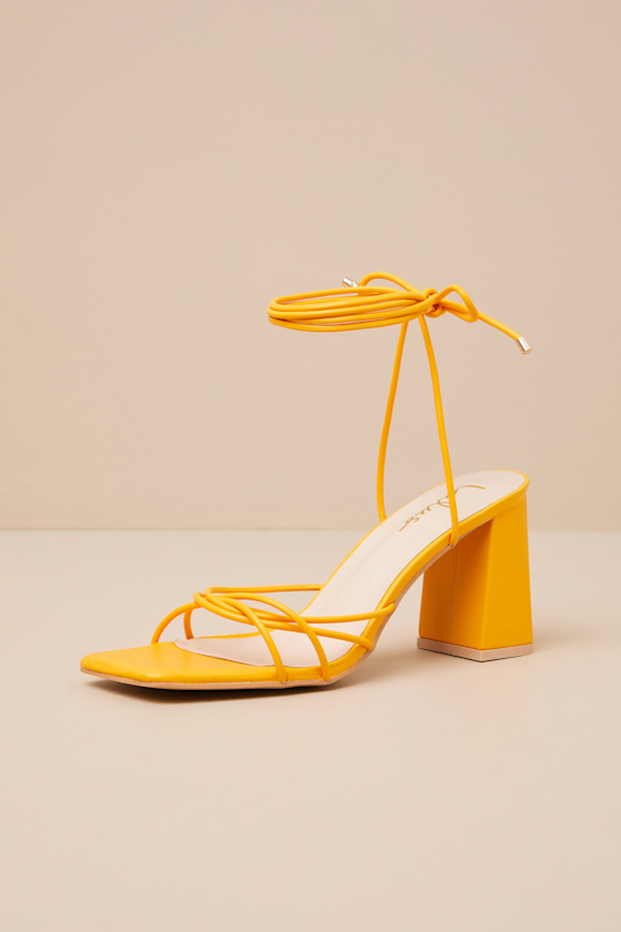 Lulus Orlie Tangerine Strappy Lace-up High Heel Sandals