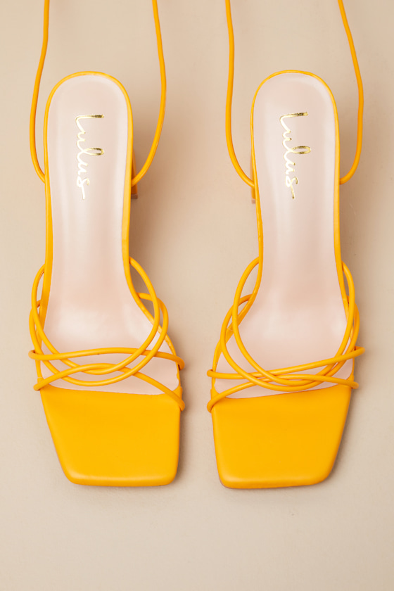 Lulus Orlie Tangerine Strappy Lace-up High Heel Sandals