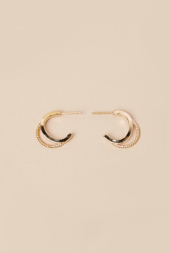 Lulus Camelia Gold Double Hoop Earrings In Gold