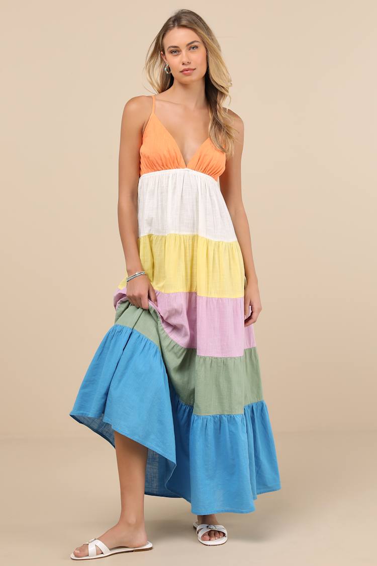 chinese dress ladies Maxi Color Block Printed Mesh Dress for Women main image 0