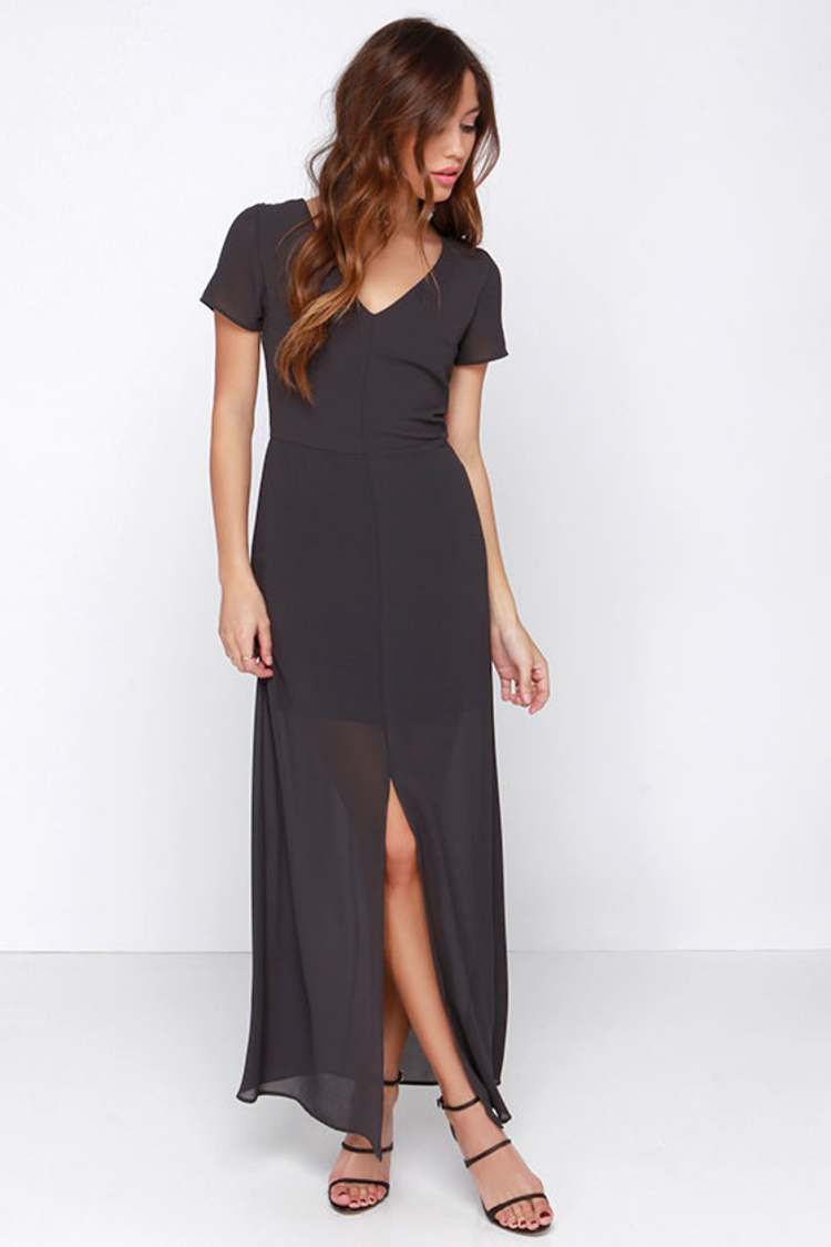lulus grey maxi dress Grey Maxi Dress - Cocktail Dress - Bridesmaid Dress