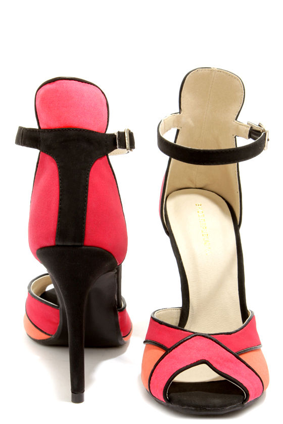 red small block heels