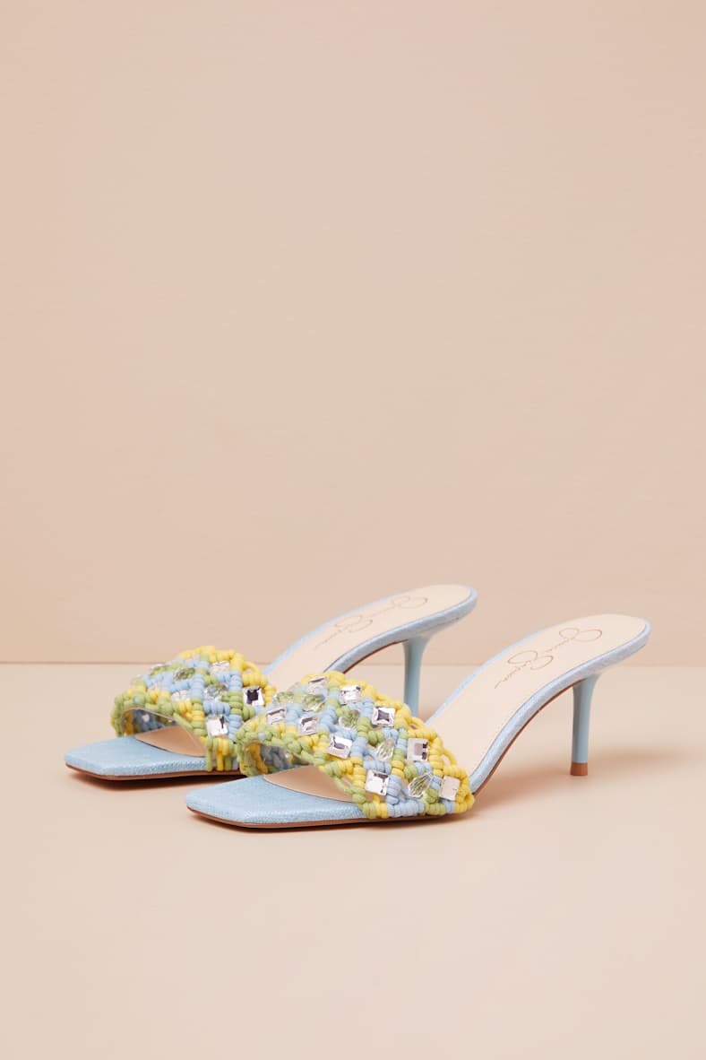 Cameleah Chambre Lizard Macramé High Heel Slide Sandals